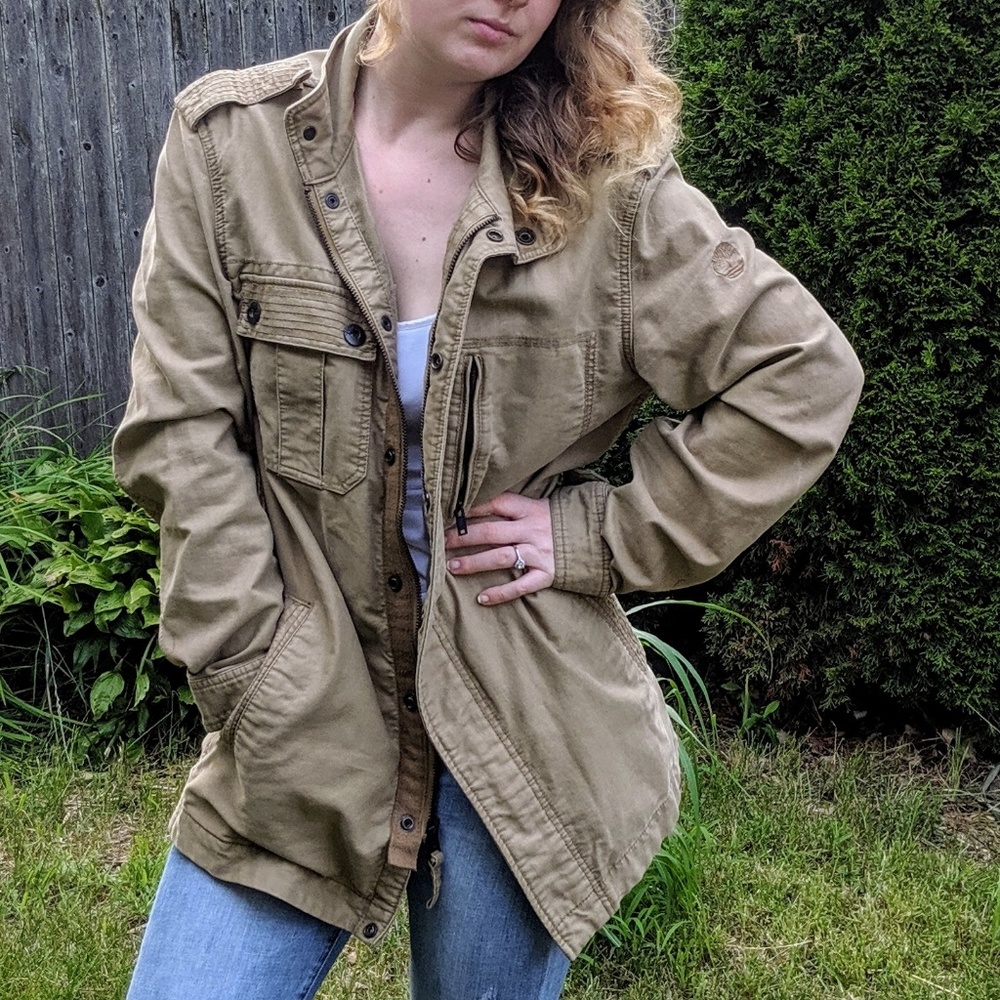 Timberland Khaki Full Zip Snap Up Jacket
